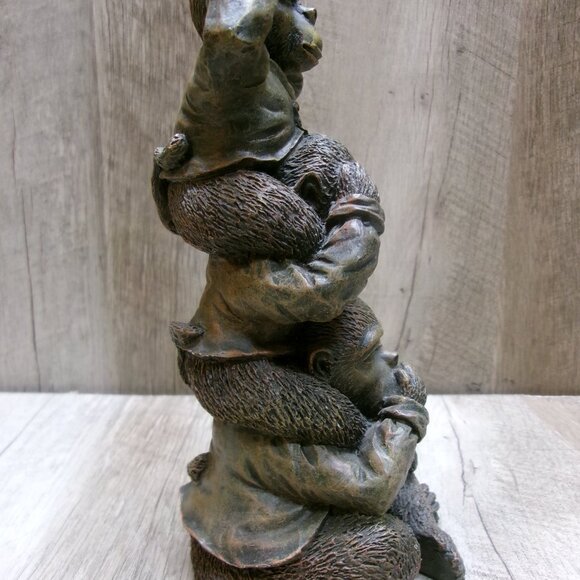 HEAR-SEE-SPEAK No Evil monkeys in resin-Wise monkeys stacked 8" tall - Picture 4 of 6